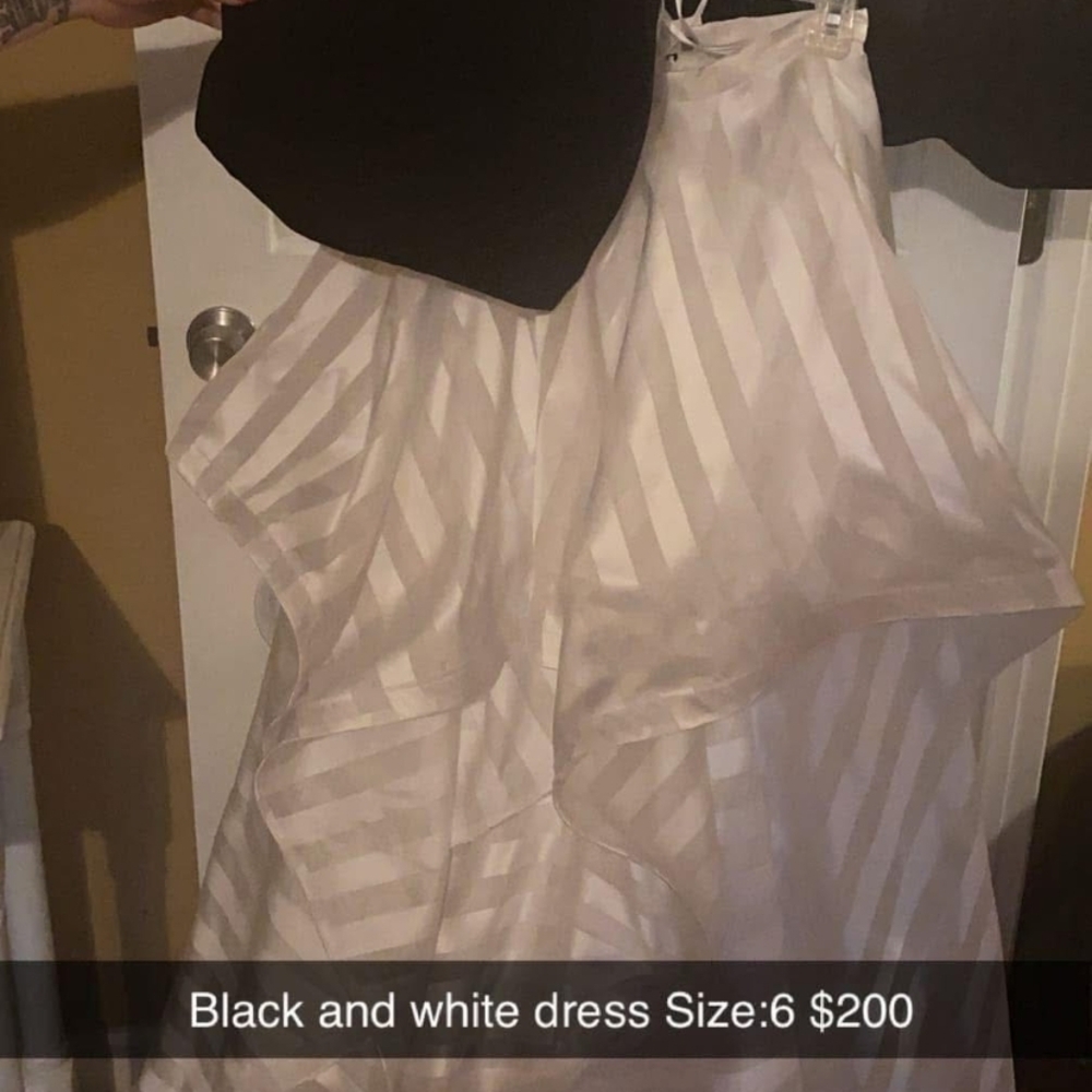Chic Black and White Striped Prom Dress